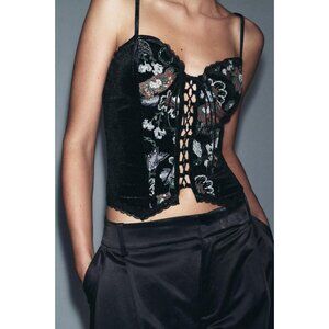 ZARA EMBROIDERED VELVET CORSET